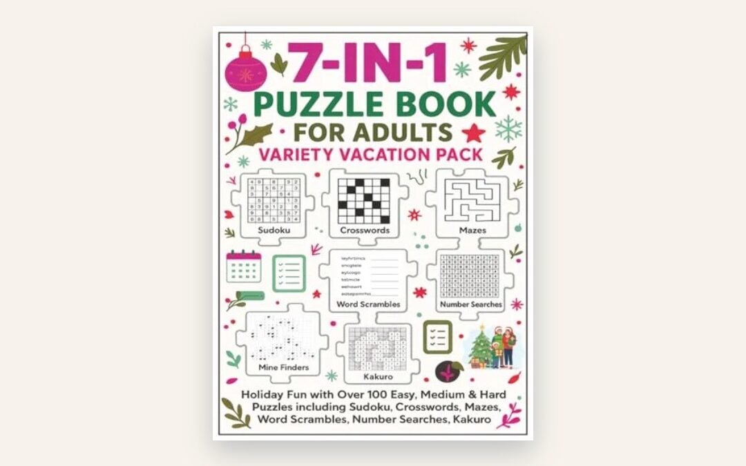 New release: 7-in-1 Puzzle Book for Adults – Variety Vacation Pack — Black & White Edition