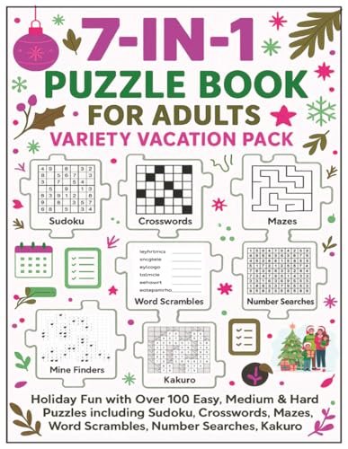 7-in-1 Puzzle Book for Adults – Variety Vacation Pack — Scay Wilson