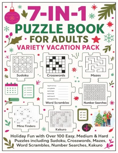 7-in-1 Puzzle Book for Adults – Variety Vacation Pack — Scay Wilson